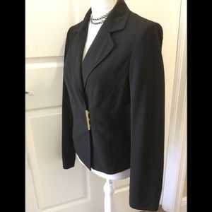 Calvin Klein Fitted Black Blazer with Gold Detail